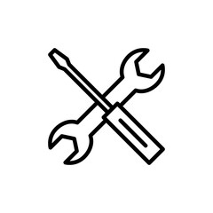 Repair icon vector isolated on white background. Wrench and screwdriver icon. settings vector icon. Maintenance. tools