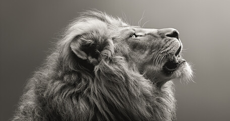 Lion Prowess in Monochrome Highlight the raw power and intensity of a lion in black and white...