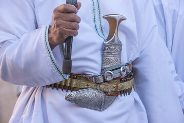 Traditional Omani sword (khanjar) dance, Nizwa, Oman
