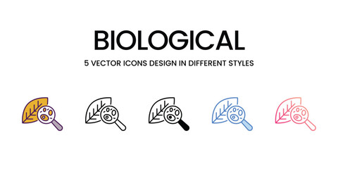 Biological icons set in different style vector stock illustration