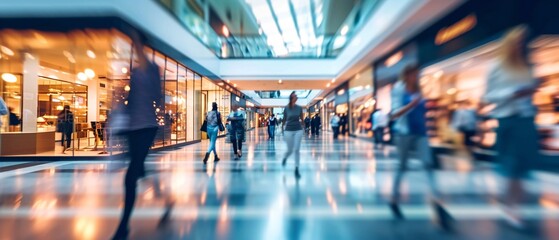 Blurred Mall Interior Shoppers