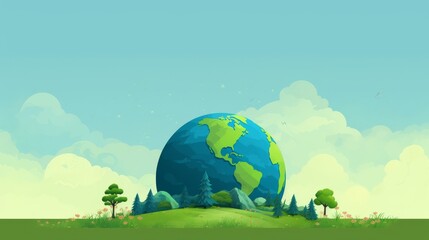 An earth day illustration with earth and nature