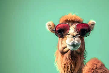 Raamstickers Cool Llama with Sunglasses on Teal © kilimanjaro 
