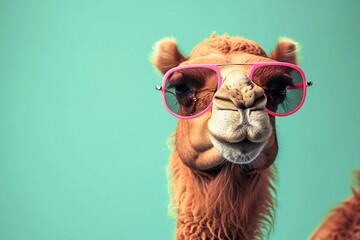 Cool Llama with Sunglasses on Teal
