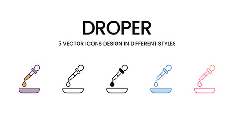Droper icons set in different style vector stock illustration
