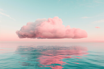 Pink Cloud Reflection Over Calm Sea