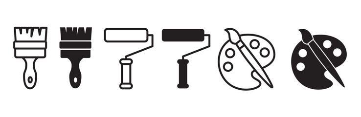 Paint brush or tools for painting set stock illustration