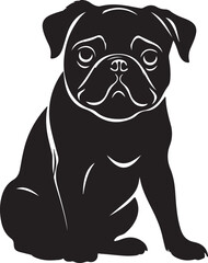 Naklejka premium Pug Silhouette Vector Illustration White Background