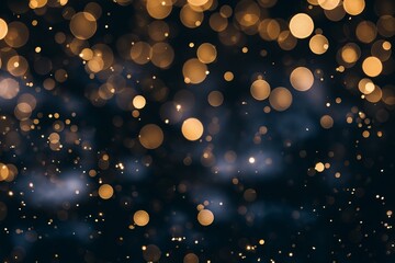 Fototapeta na wymiar Abstract background with gold particles, Bokeh golden sparkles, dark background, holiday background, glittering confetti