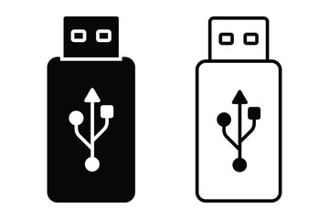 usb flash drive. vector symbol on transparent background.