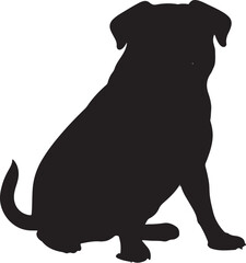 Pug Silhouette Vector Illustration White Background