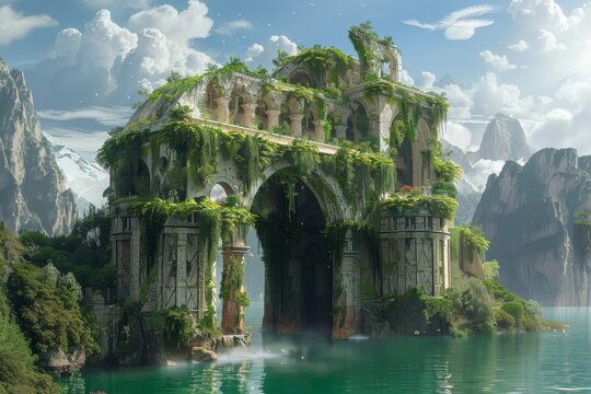 Imaginative creations reimagine ancient ruins as futuristic, sustainable habitats
