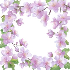 Naklejka na ściany i meble Romantic Floral Frame Background Valentine On White Background, Illustrations Images