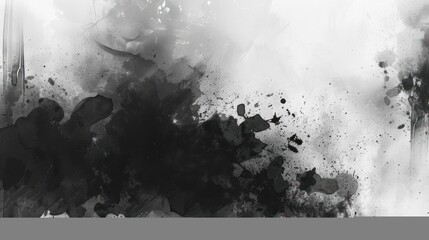 Abstract charcoal watercolor spot in black and white grunge background. AI generated image