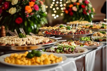 Food Presentation at Event Buffet Table