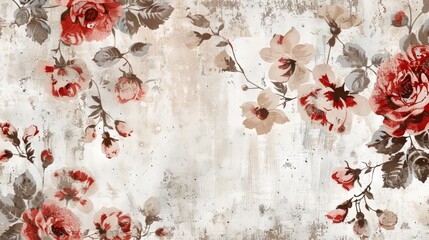 Grunge background seamless classic wallpaper vintage flower pattern