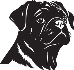 Pug Silhouette Vector Illustration White Background