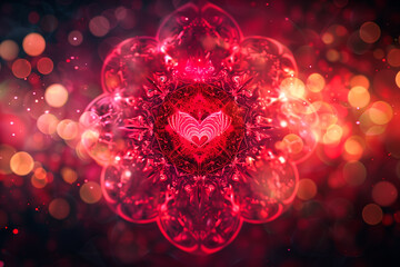 red and pink love mandala on bokeh background