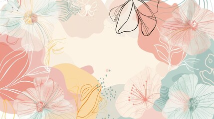A background template with text and line drawings in pastel colors. Use it for any social media post, card, cover, invitation, poster, mobile apps, or website advertising.