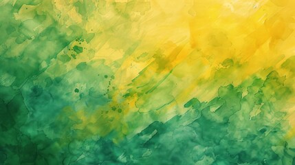 Fototapeta na wymiar Abstract design hand painted green yellow watercolor texture background. AI generated image