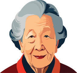 Senior woman smiling portrait illustration