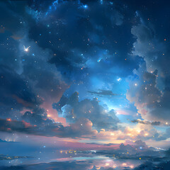 Obraz na płótnie Canvas night sky and clouds. Generative AI