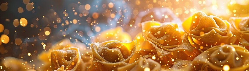 As constellations align a celestial chef crafts delectable tortellini nebulae each pasta parcel exuding flavors