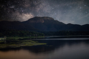 Starry Night over Tranquil Mountain Lake
