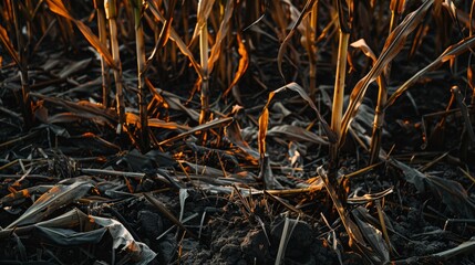 Dryness destroying the cultivated plants - obrazy, fototapety, plakaty