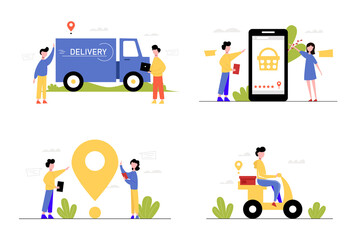 Delivery service set. illustration on an isolated background.