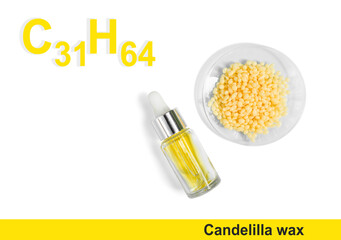 Candelilla wax with molecular  formula C31H64. Chemical ingredient for Cosmetics and  Toiletries product.