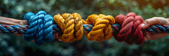Team rope diverse strength connects partnership,
Teamwork businessman team, team people hold rope partnership, cooperation, concept
