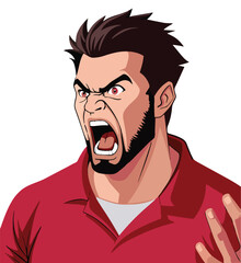 Angry man cartoon character yelling
