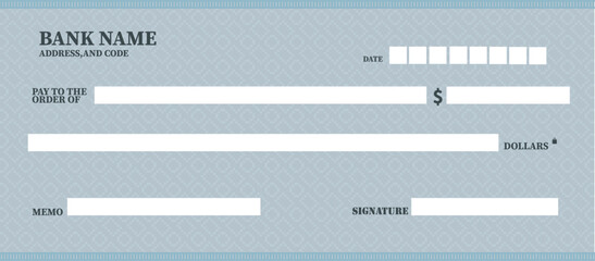 Bank cheque vector template New design  - obrazy, fototapety, plakaty