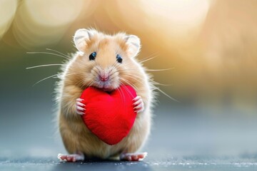 Heart-Holding Hamster: Tiny Love, AI Generative
