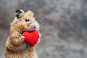 Cuddly Hamster with Heart: Precious Moments, AI Generative
