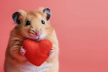 Heart-Holding Hamster: Precious Snuggle, AI Generative
