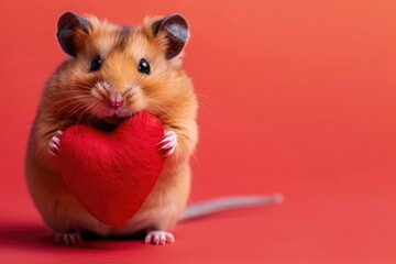 Loving Hamster with Heart: Snuggle Bug, AI Generative

