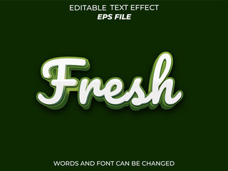 fresh text effect, font editable, typography, 3d text. vector template