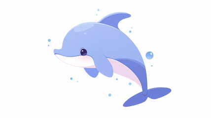 Hand drawn cartoon cute dolphin illustration