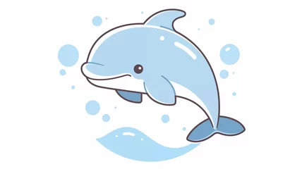Foto op Plexiglas Hand drawn cartoon cute dolphin illustration © 俊后生