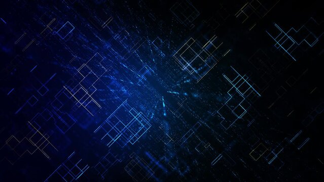 Digital Light Network Global Technology Abstract Lines and communication cyberspace background. Abstract Particle Futuristic Connections Cybersecurity High Tech Dark Blue Motion Video .