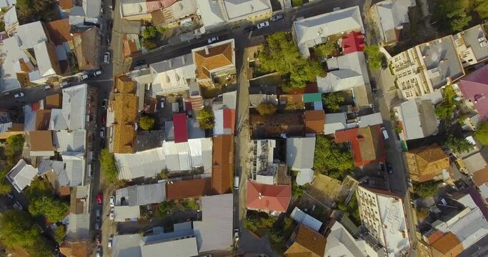 Aerial shot of rooftops in Tbilisi 