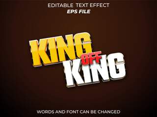 king of king text effect, font editable, typography, 3d text. vector template