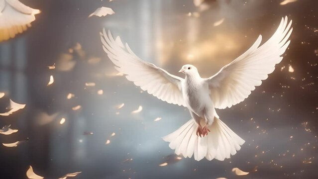 White dove gracefully flying out of a cage, symbolizing freedom and liberation. Capture the essence of hope, peace, and emancipation as the dove soars into the open sky