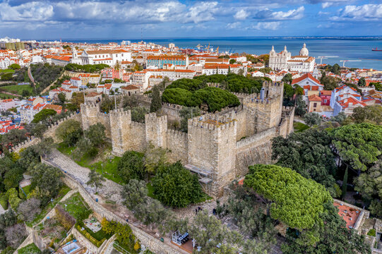 Aerial view of Castelo de S&atilde;o Jorge  in Lisbon, Portugal