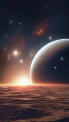 wild planet view in outer space sci-fi wallpaper wertical