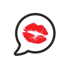 I love you kiss lips in speech bubble