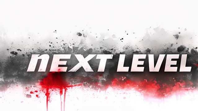 Next Level text message animation for video games. Pixelated text animated colorful. 4k video white background