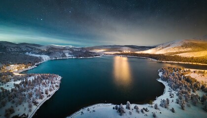 夜空と湖